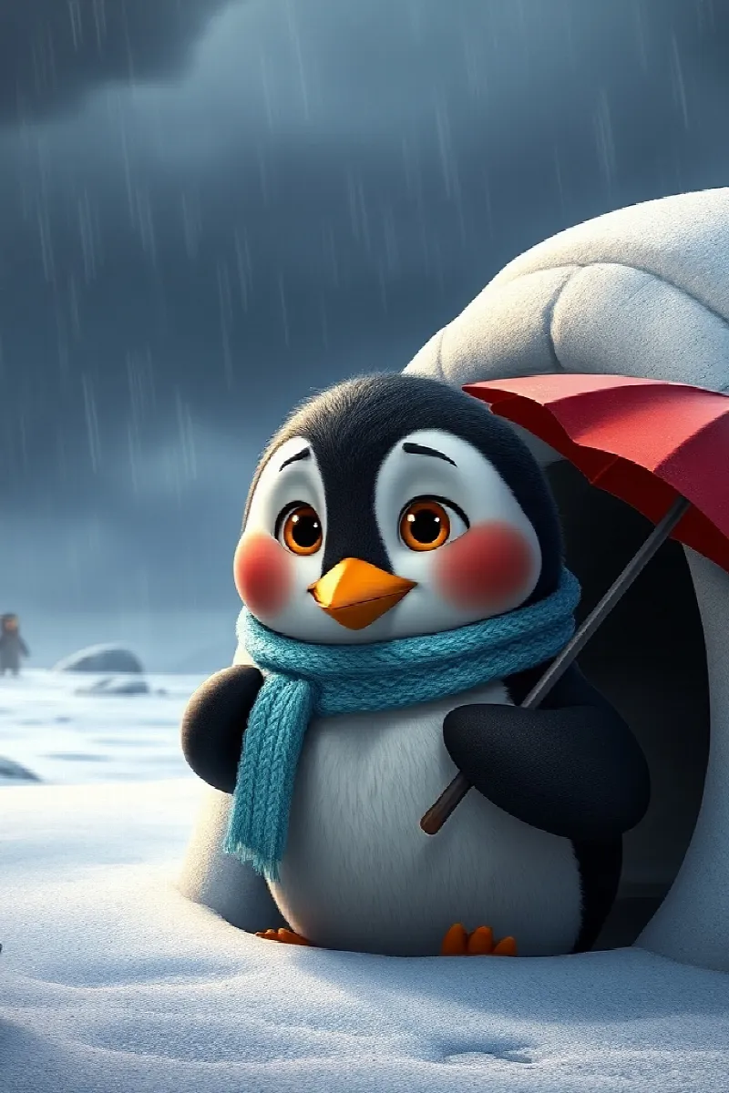 Penguenin Minik Şemsiyesi masalından 4. resim