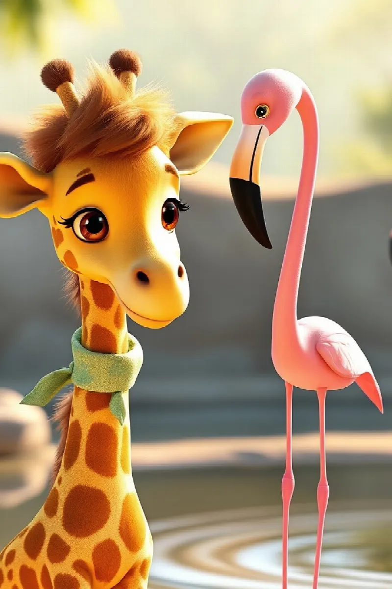 Picture 2 from the tale The Giraffe and the Flamingo