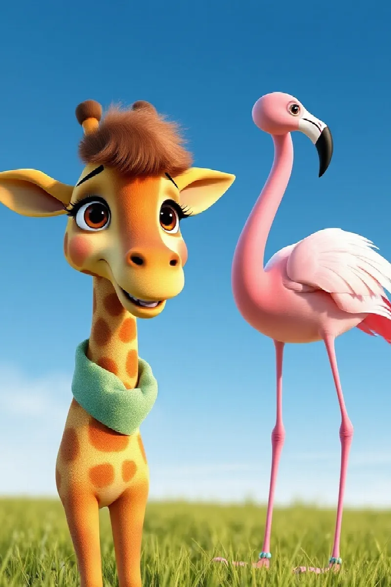 Picture 3 from the tale The Giraffe and the Flamingo