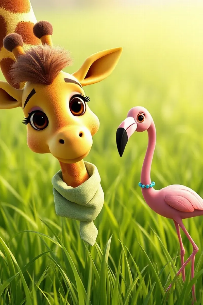 Picture 4 from the tale The Giraffe and the Flamingo
