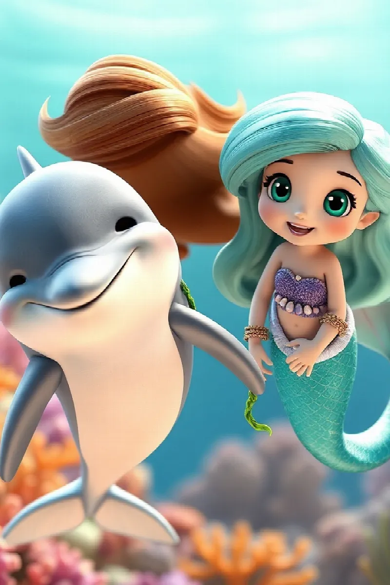 Picture 2 from the tale The Mermaid's Dolphin Friend