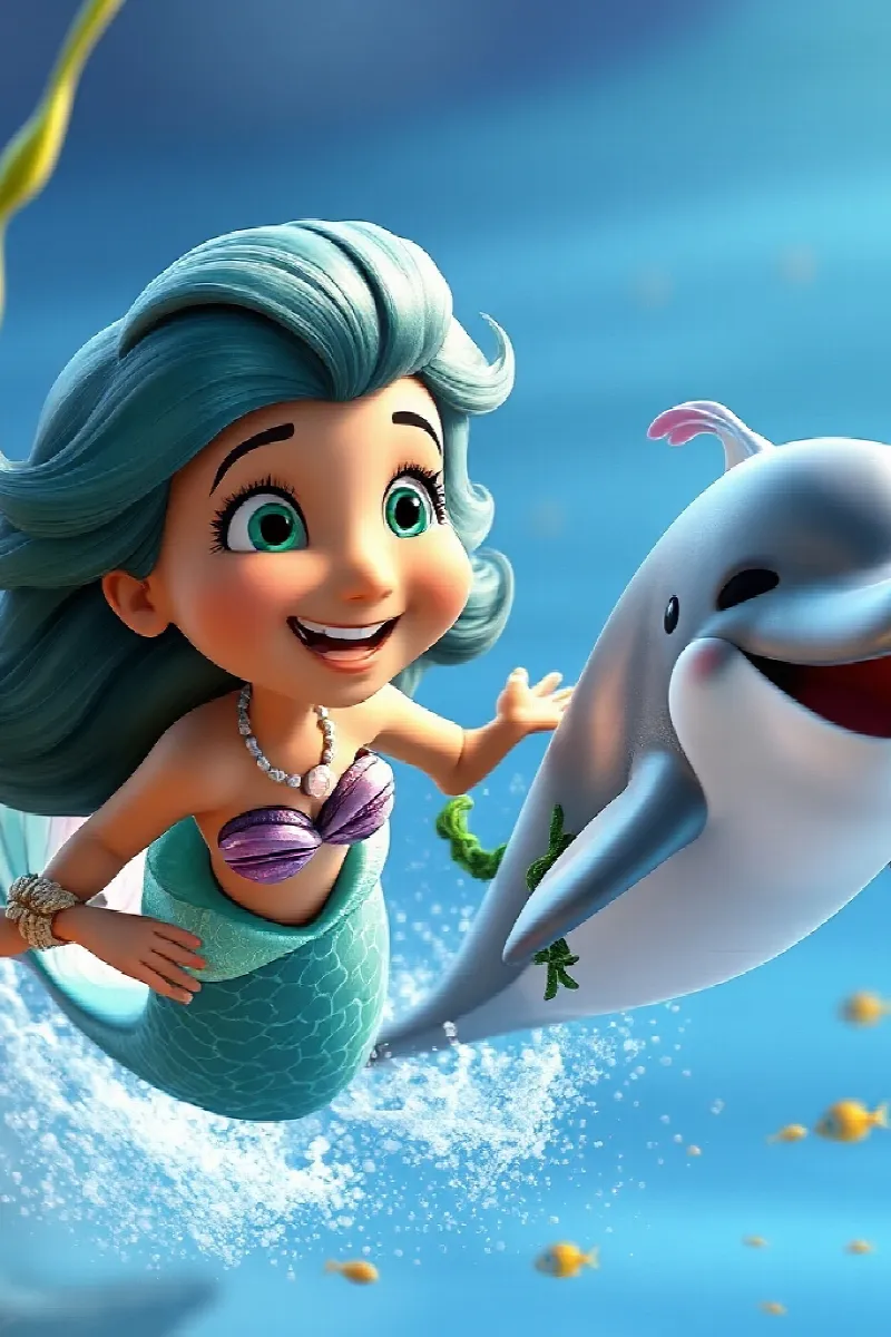 Picture 3 from the tale The Mermaid's Dolphin Friend