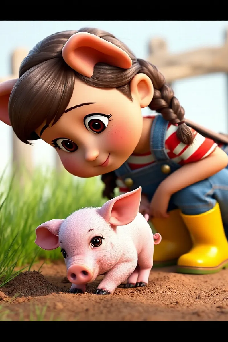 Picture 4 from the tale The Girl and the Little Piglet