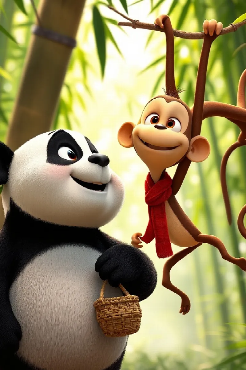 Picture 3 from the tale The Panda and the Monkey