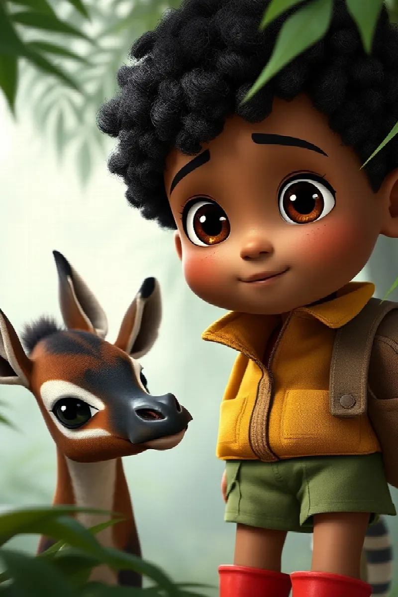 Picture 3 from the tale The Boy and the Little Okapi