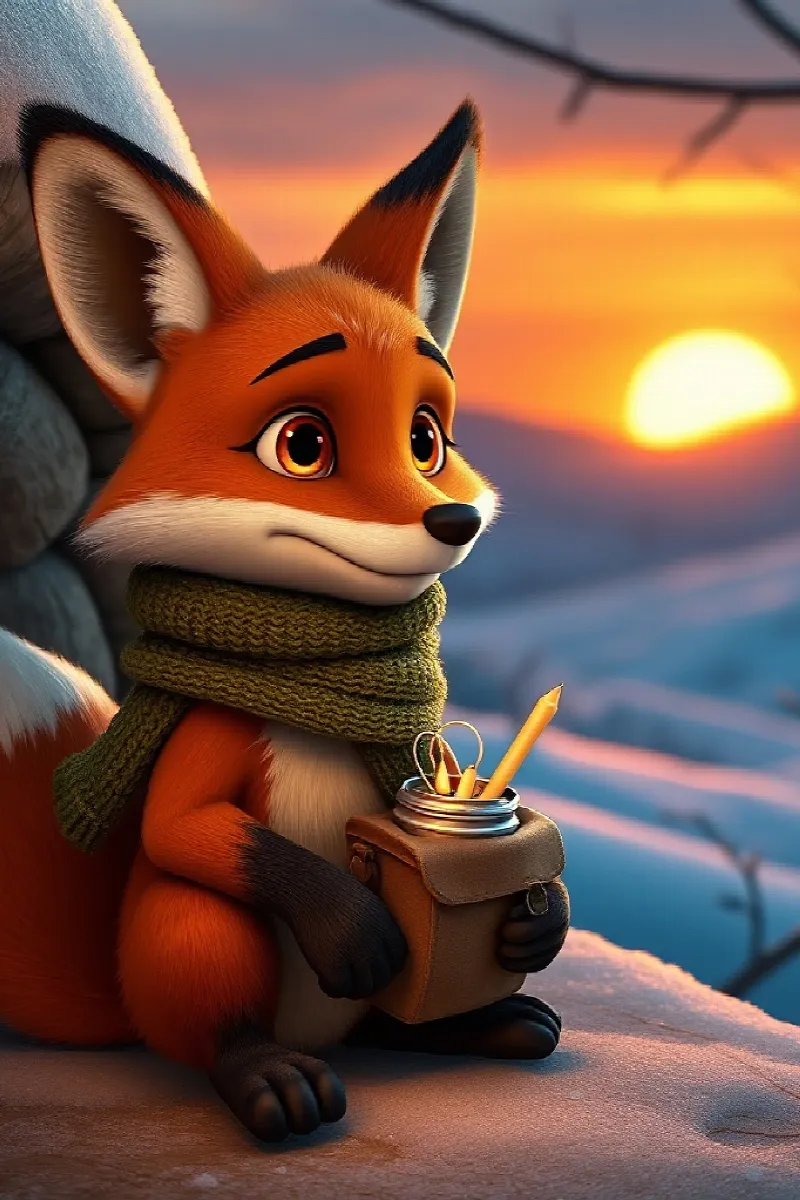 Picture 2 from the tale The Fox's Winter Lantern