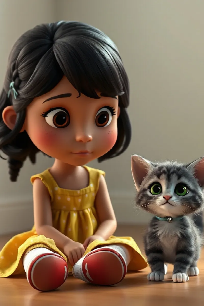 Kız ve Küçük Kedi Yavrusu masalından 3. resim