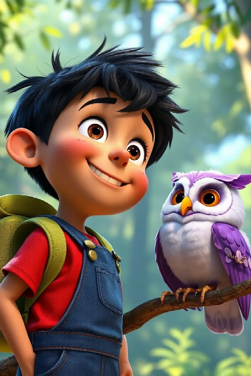 Picture 2 from the tale The Boy and the Purple Owl
