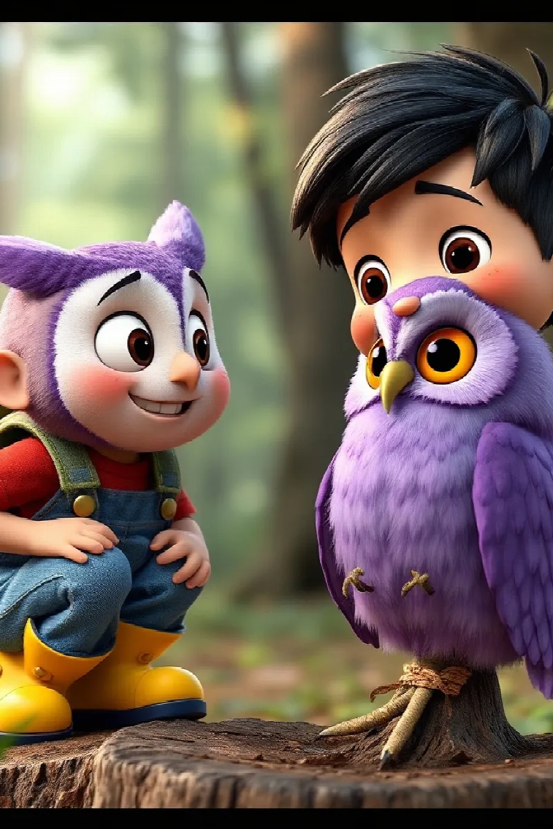 Picture 3 from the tale The Boy and the Purple Owl