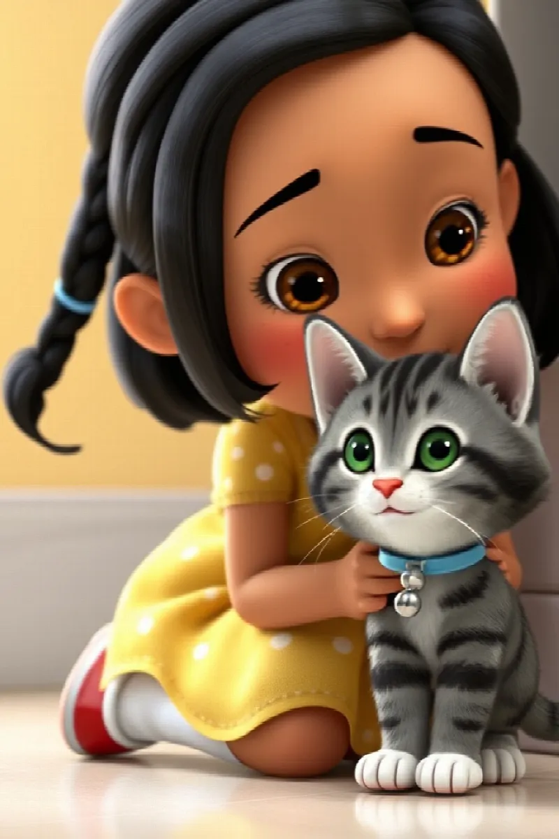 Picture 2 from the tale The Girl and the Little Kitten