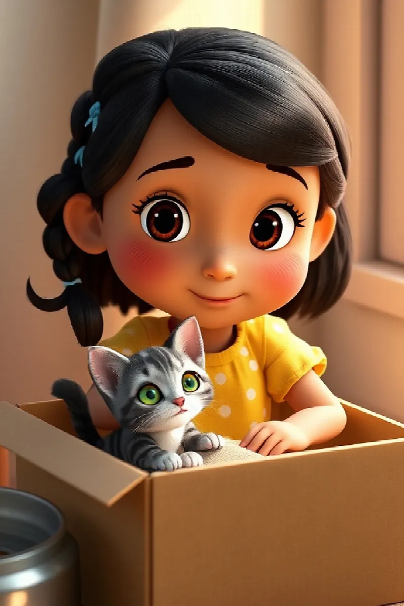 Picture 4 from the tale The Girl and the Little Kitten