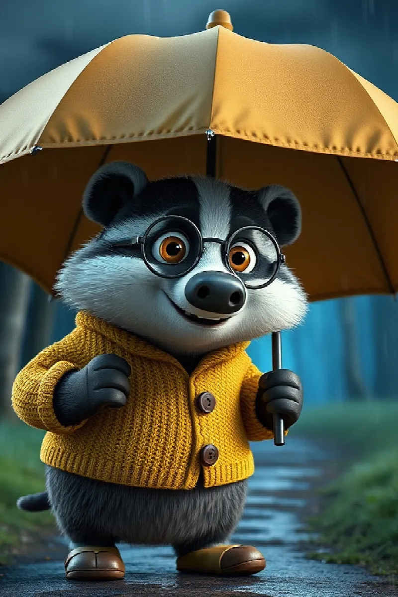 Picture 2 from the tale The Badger's Impossible Umbrella