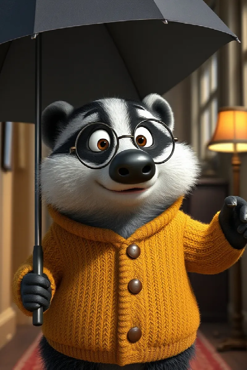 Picture 4 from the tale The Badger's Impossible Umbrella