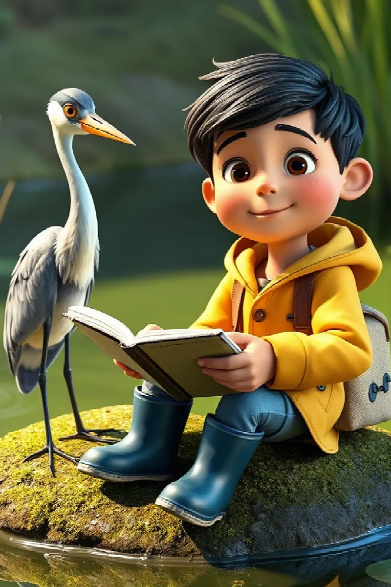 Picture 2 from the tale The Boy and the Little Heron
