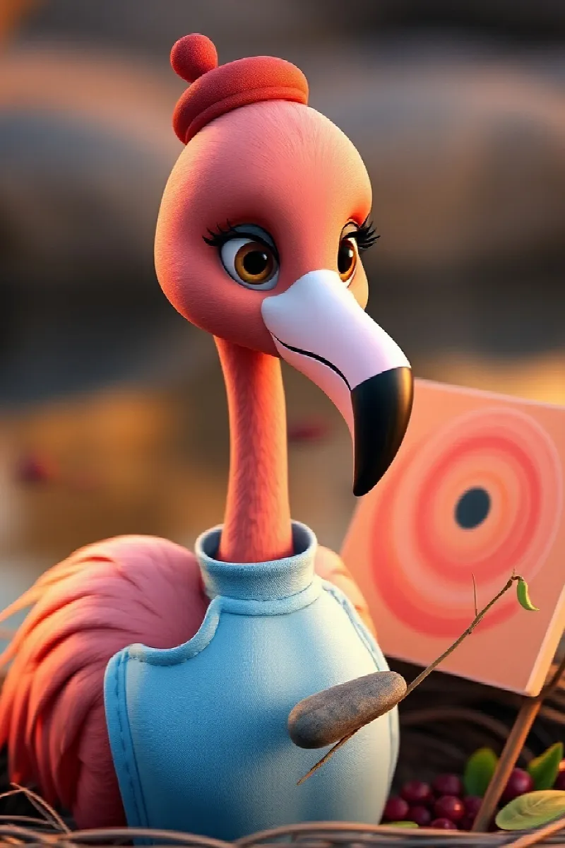Picture 2 from the tale The Flamingo's First Painting