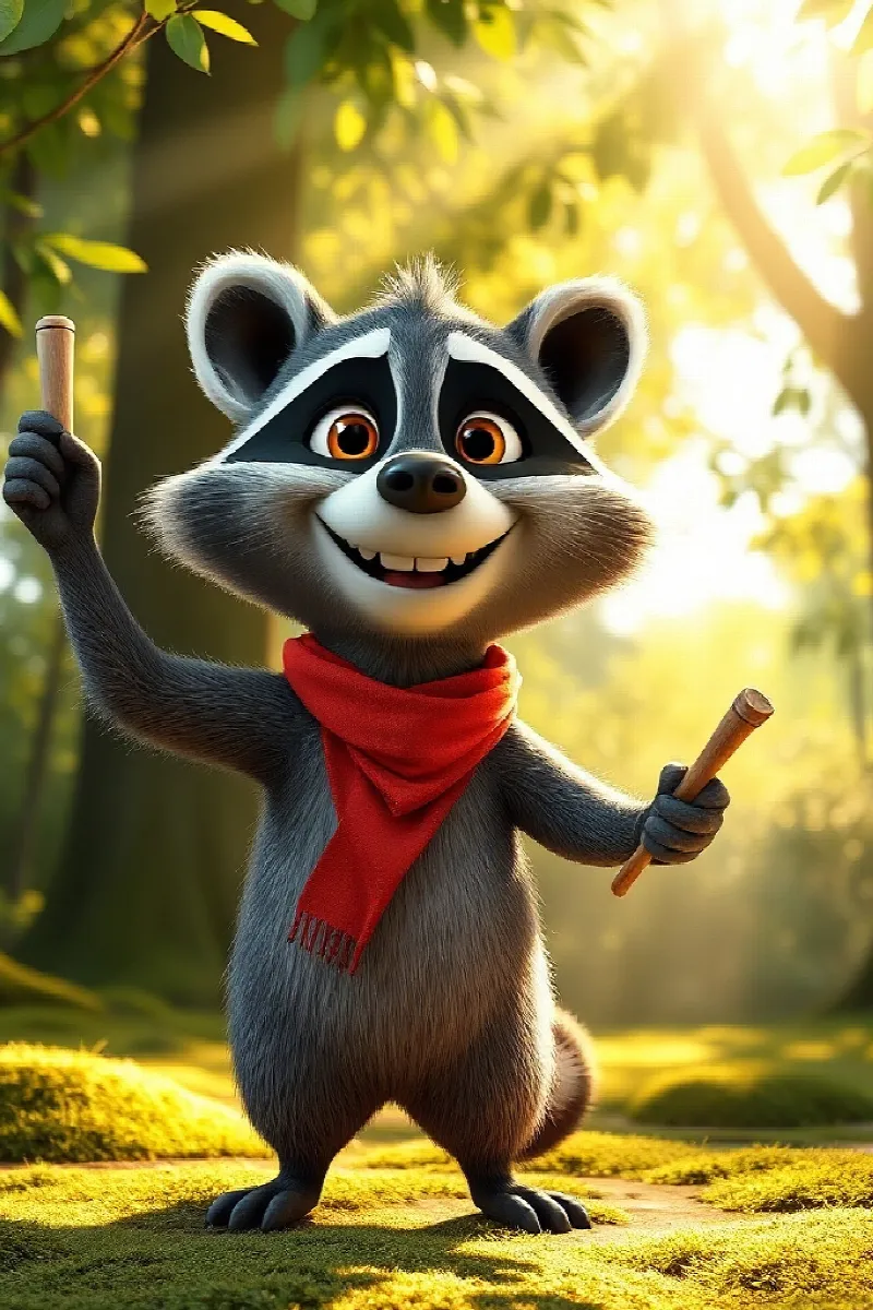 Picture 1 from the tale The Raccoon's Little Orchestra
