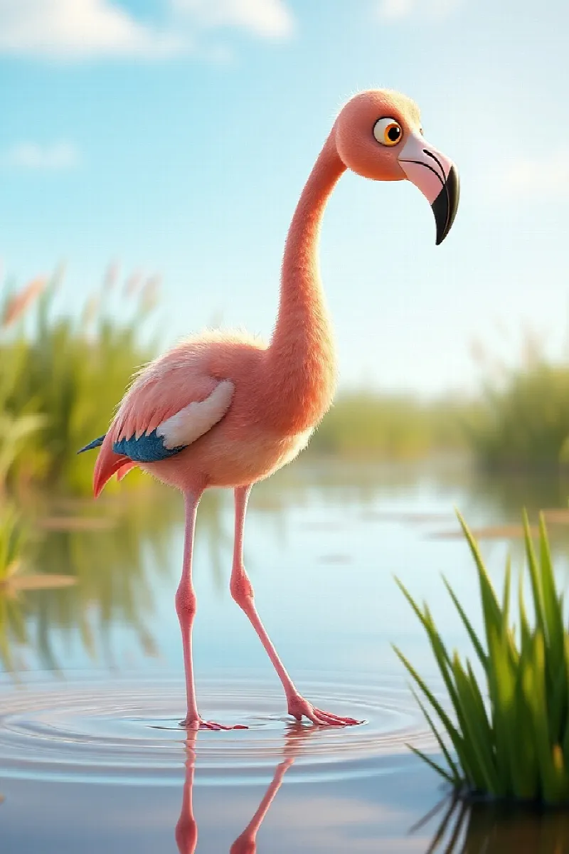 Küçük Flamingo'nun Haritası masalından 1. resim