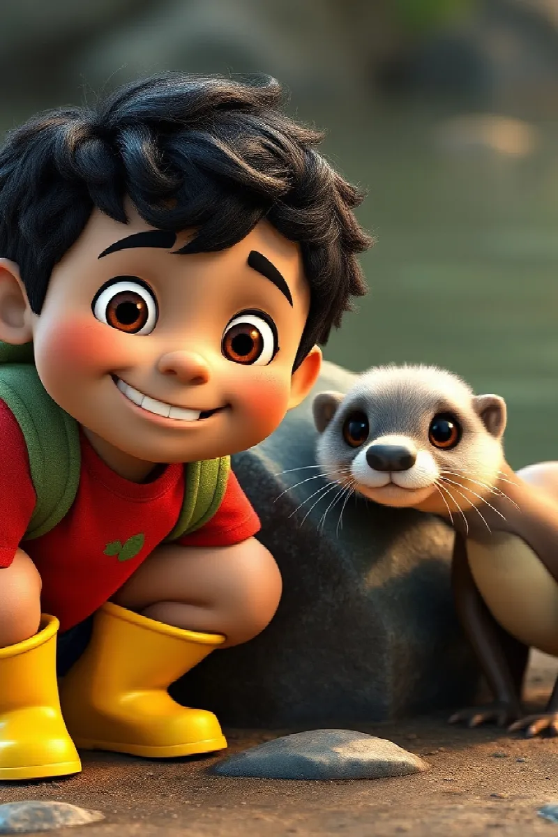 Picture 4 from the tale The Boy and the Otters