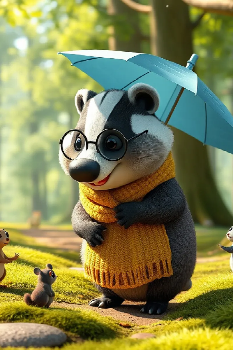 Picture 2 from the tale The Badger's Blue Umbrella