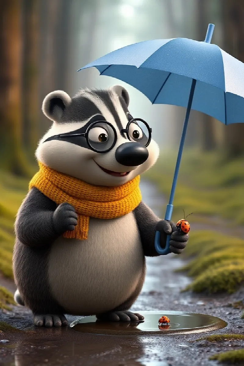 Picture 3 from the tale The Badger's Blue Umbrella