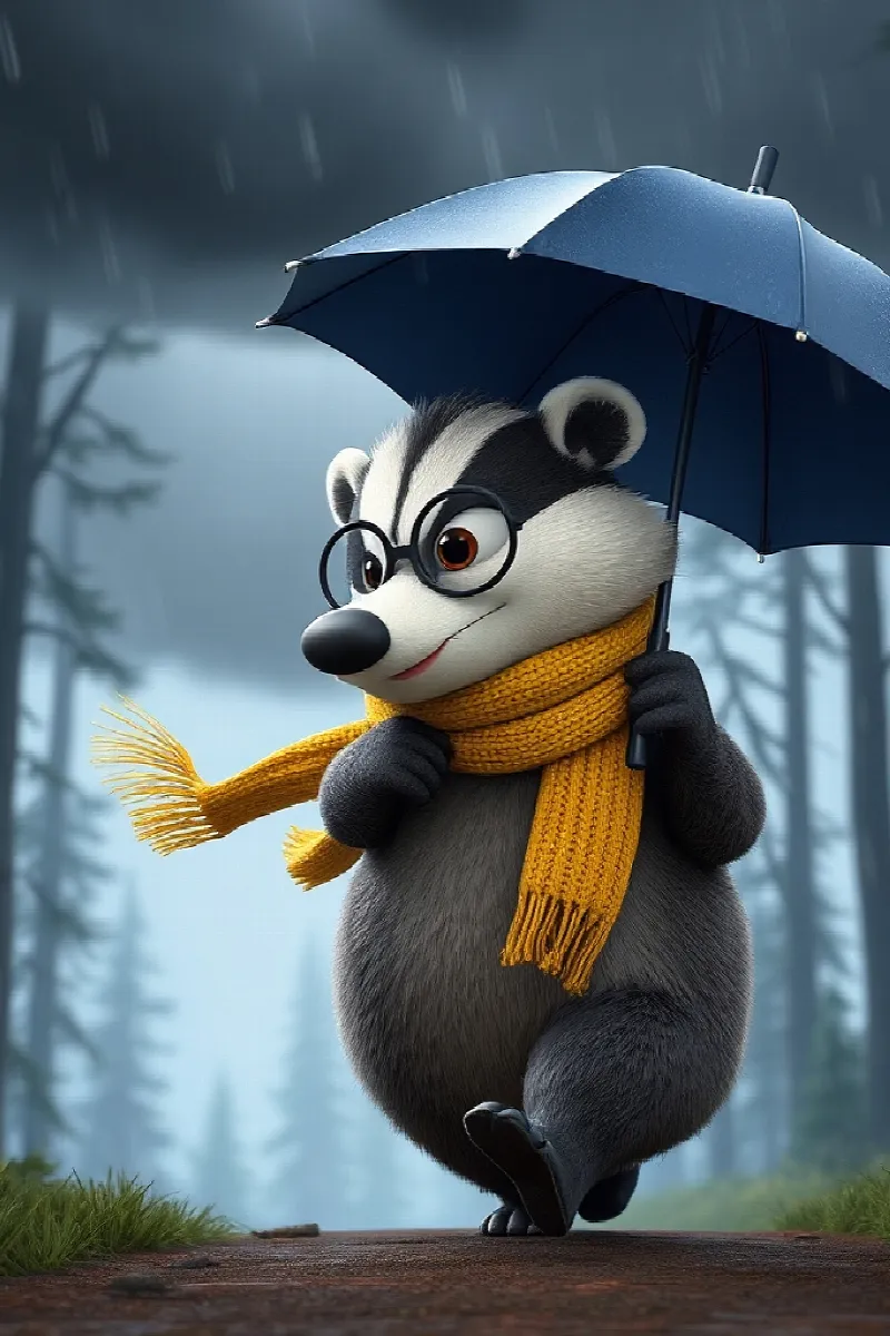 Picture 4 from the tale The Badger's Blue Umbrella