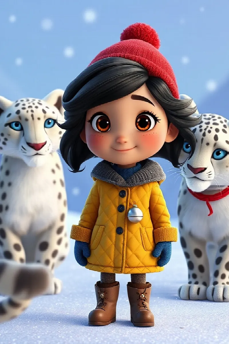 Kız ve Kar Leoparı masalından 3. resim