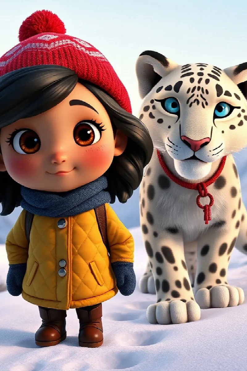 Kız ve Kar Leoparı masalından 4. resim