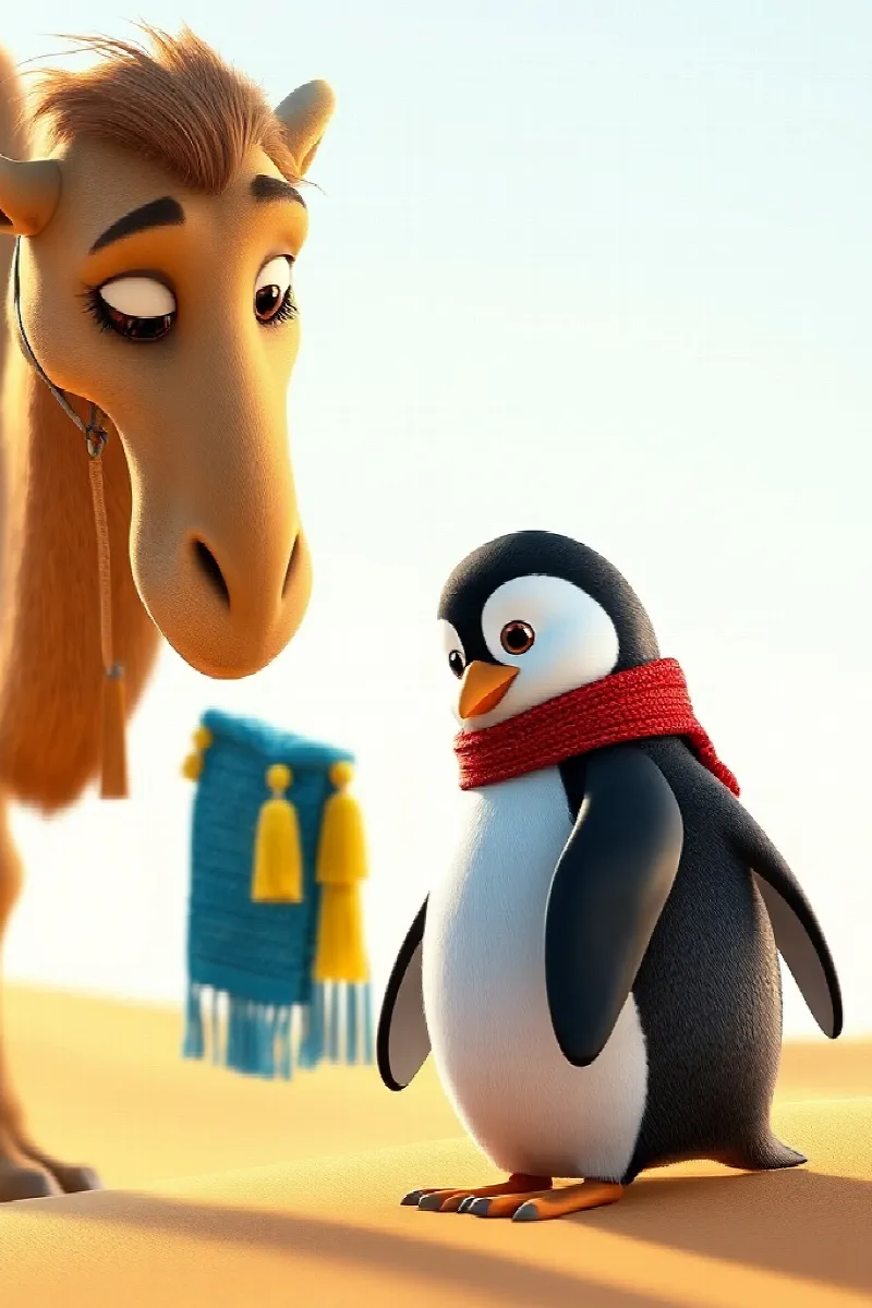Penguenin Çöl Macerası masalından 4. resim