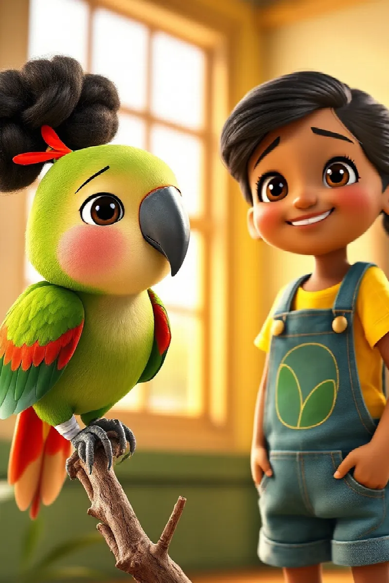 Picture 2 from the tale The Girl and the Little Parrot