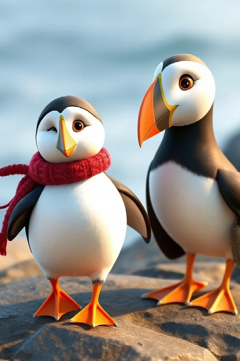 Picture 3 from the tale The Puffin's Red Scarf