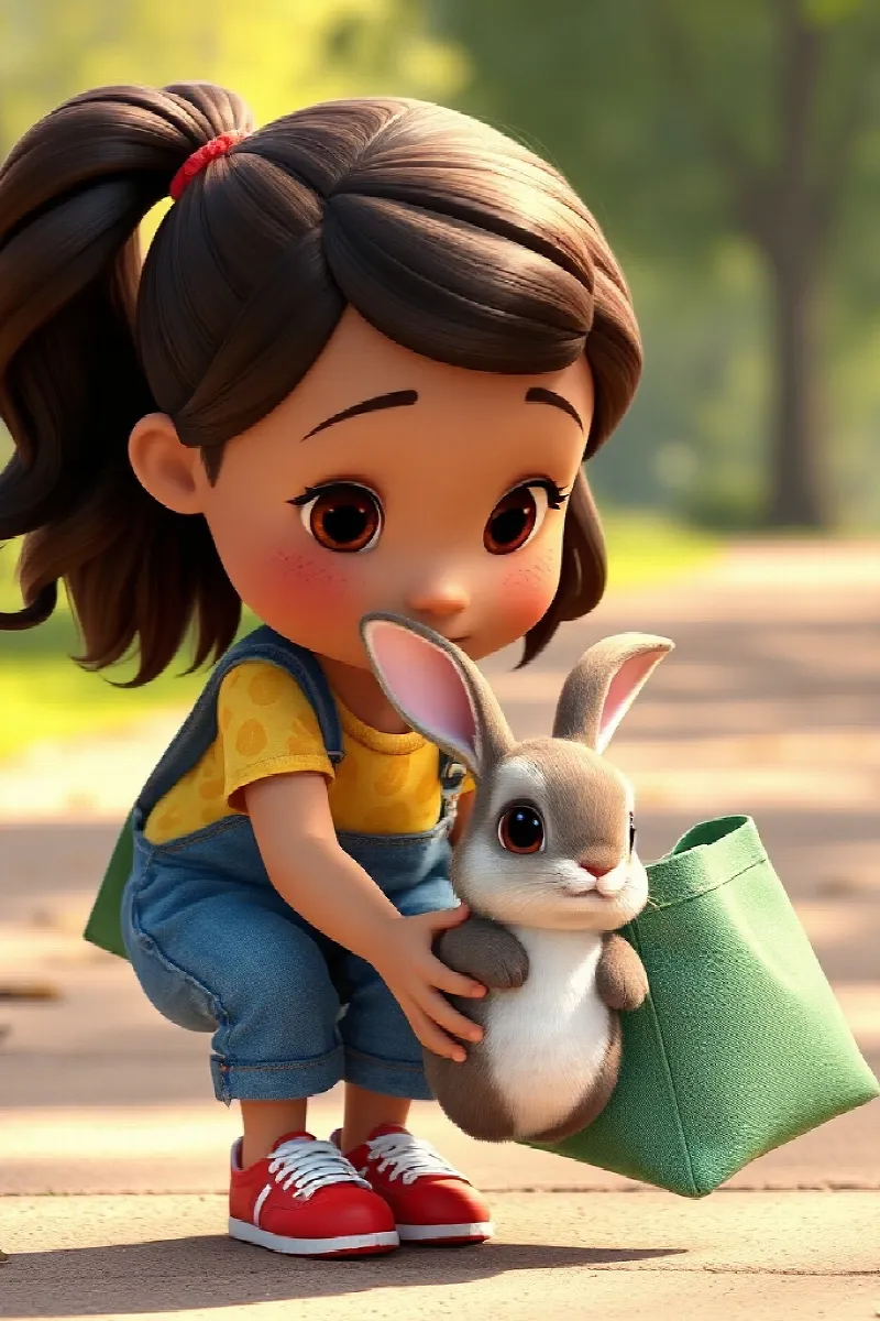 Picture 3 from the tale The Girl and the Little Rabbit
