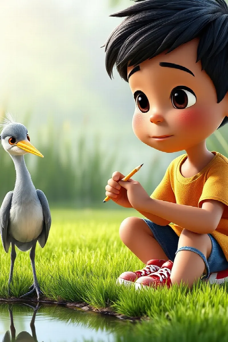 Picture 3 from the tale The Boy and the Little Heron