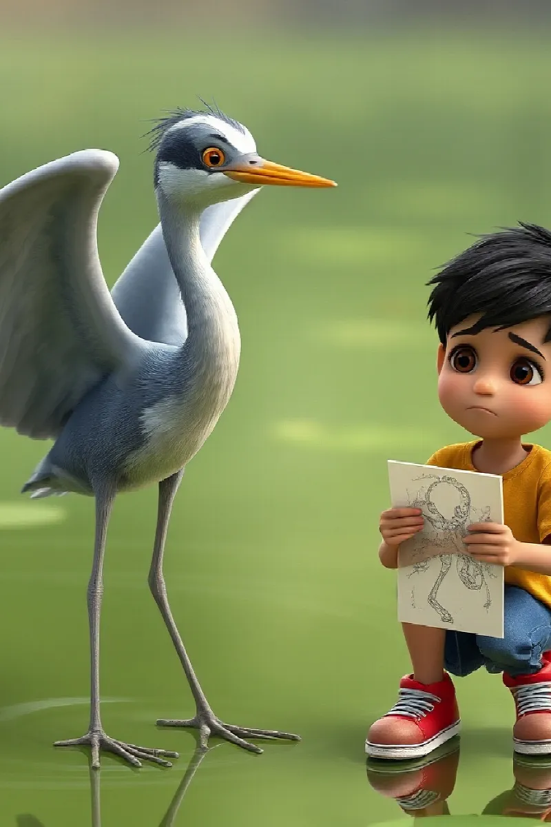 Picture 4 from the tale The Boy and the Little Heron