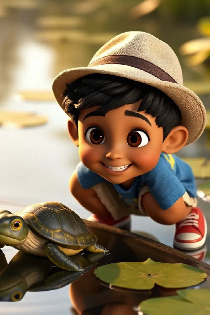 Picture 1 from the tale The Boy and the Pond Turtle