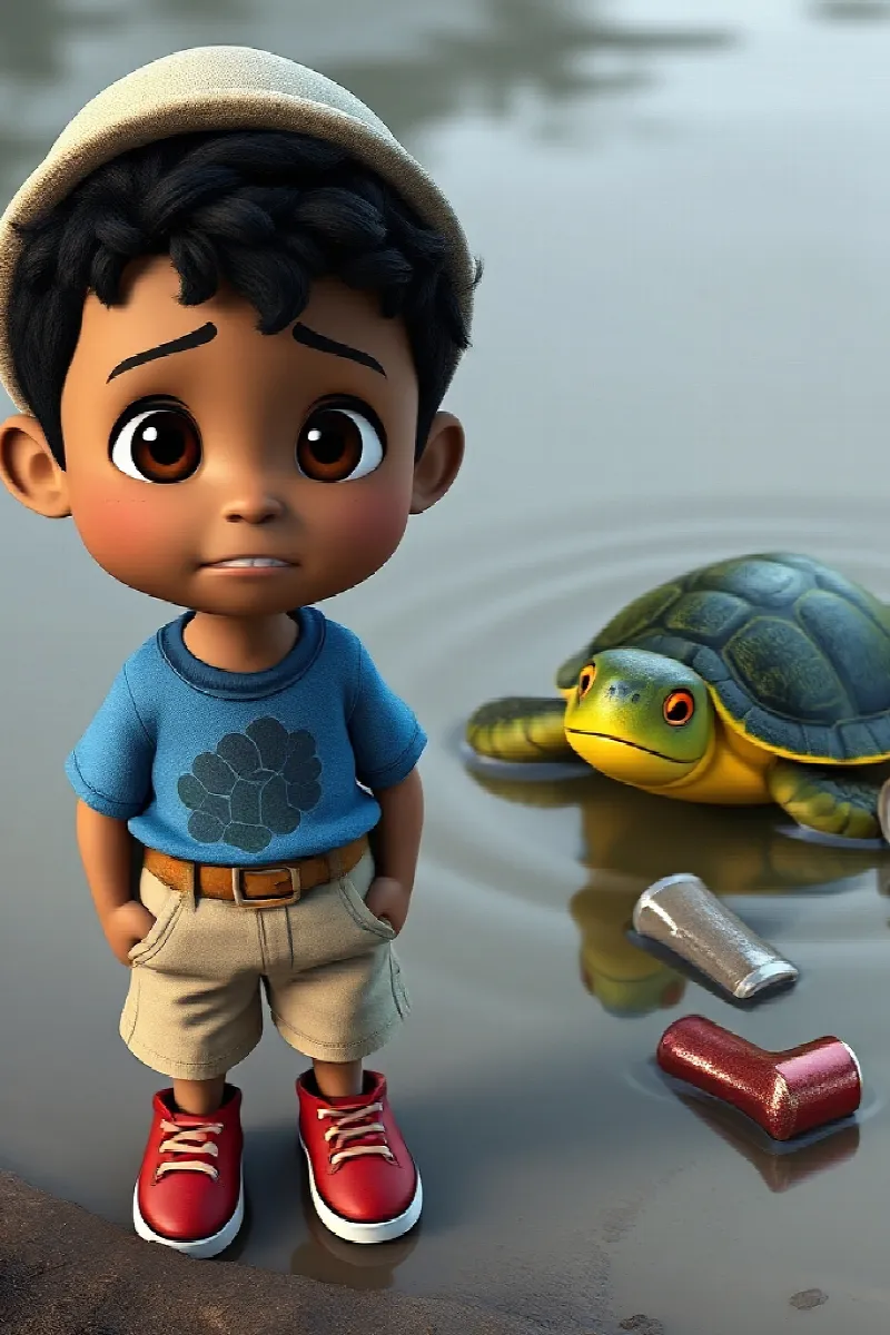Picture 3 from the tale The Boy and the Pond Turtle