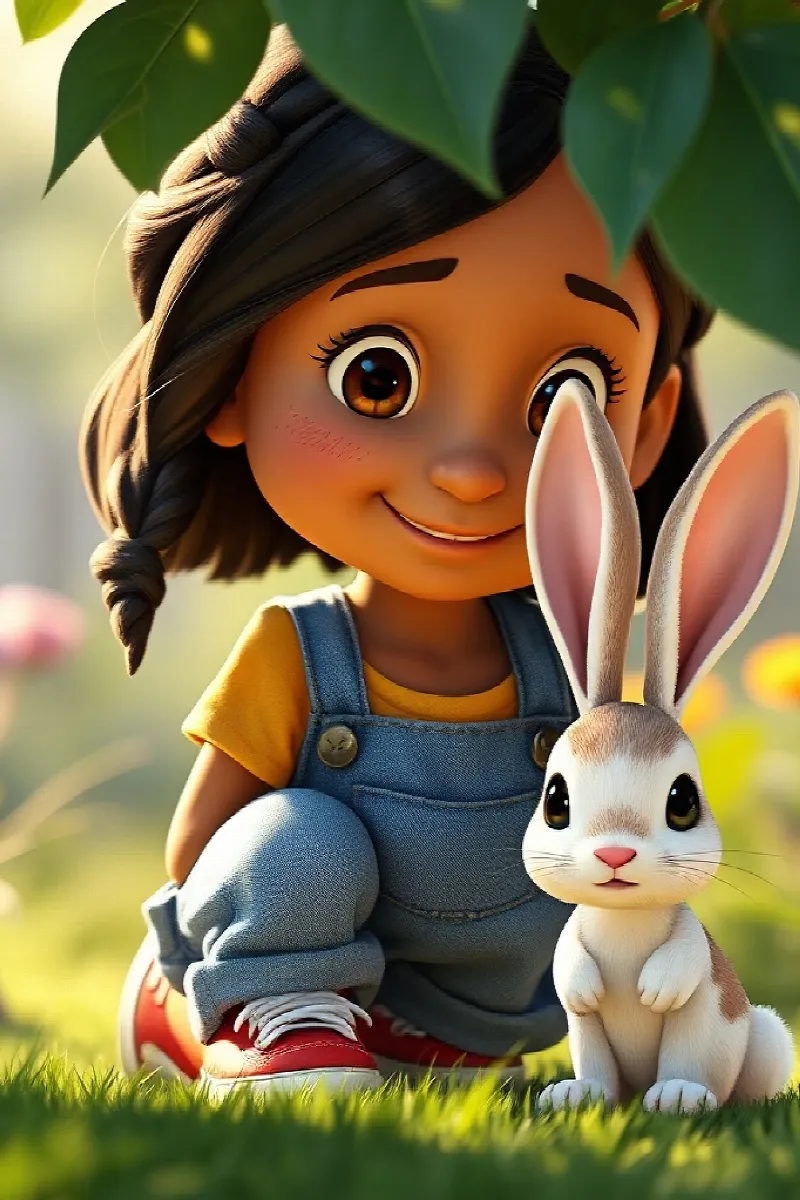 Picture 2 from the tale The Girl and the Little Rabbit