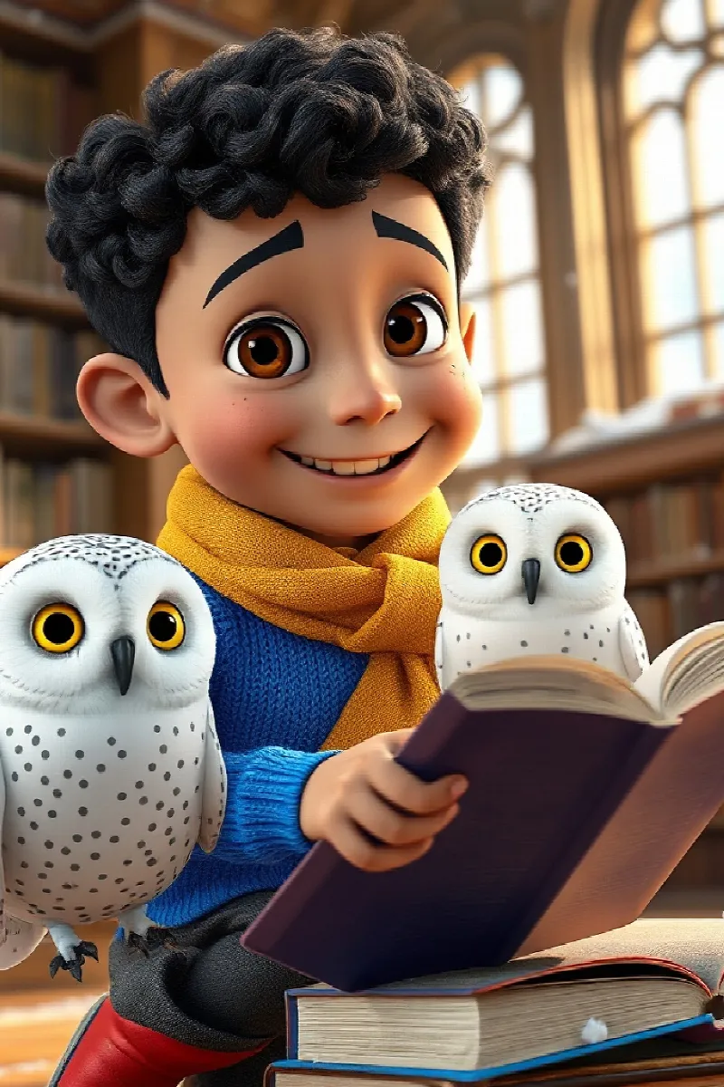 Picture 3 from the tale The Boy and the Snowy Owl