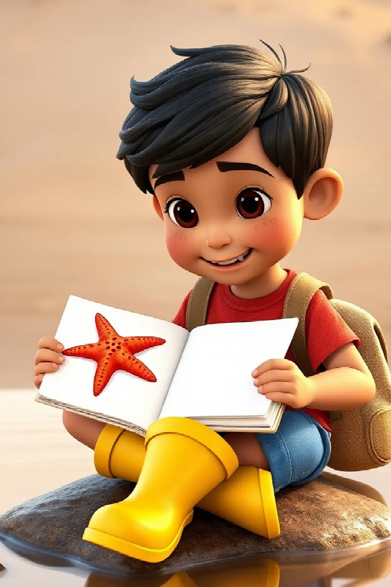 Çocuk ve Denizyıldızı masalından 4. resim