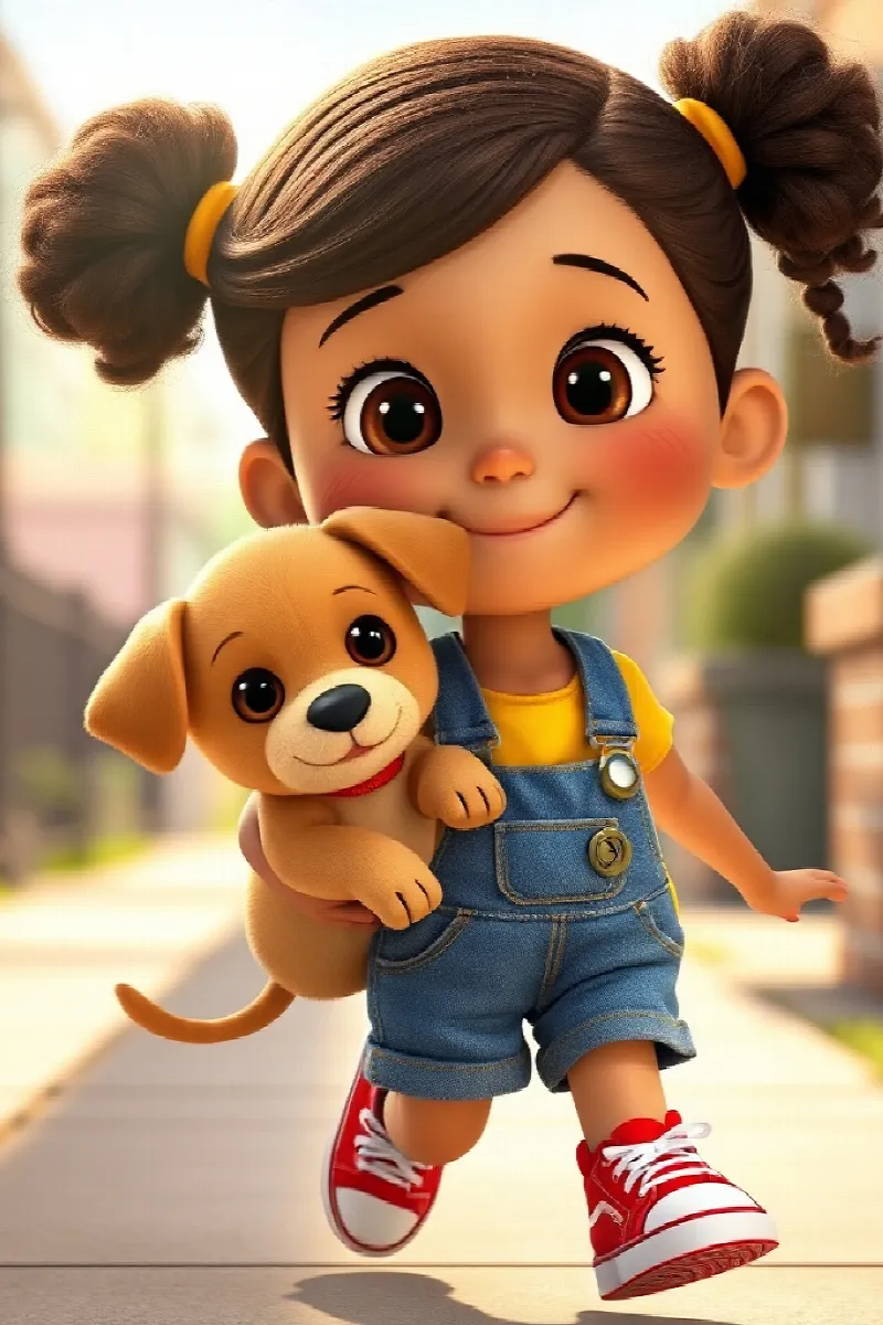 Kız ve Yavru Köpek Okulu masalından 1. resim