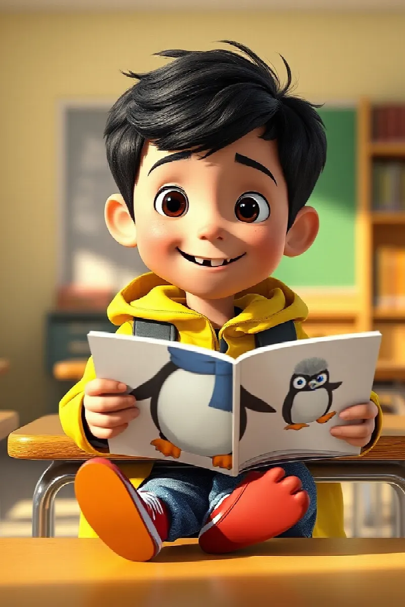 Oğlan ve Küçük Penguen masalından 1. resim