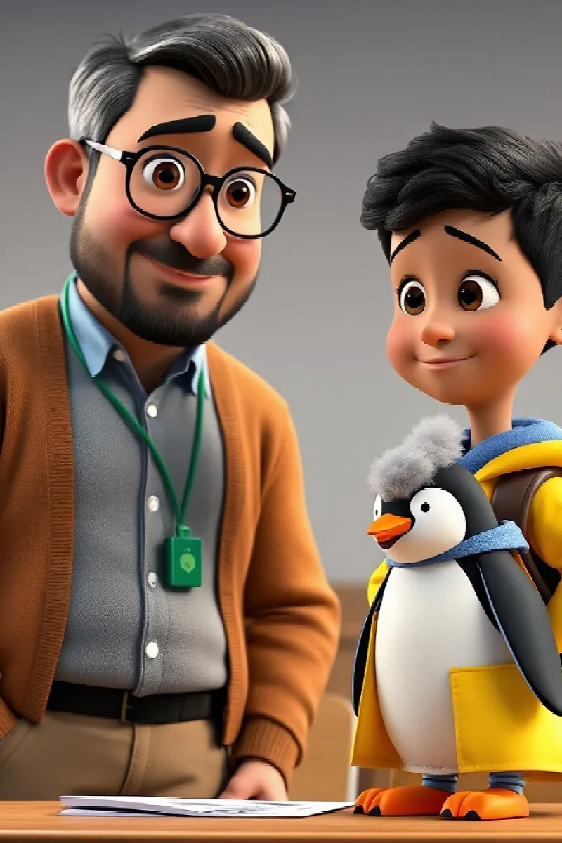 Oğlan ve Küçük Penguen masalından 4. resim