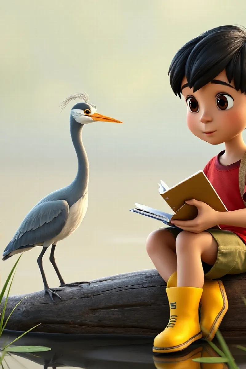 Picture 3 from the tale The Boy and the Little Heron