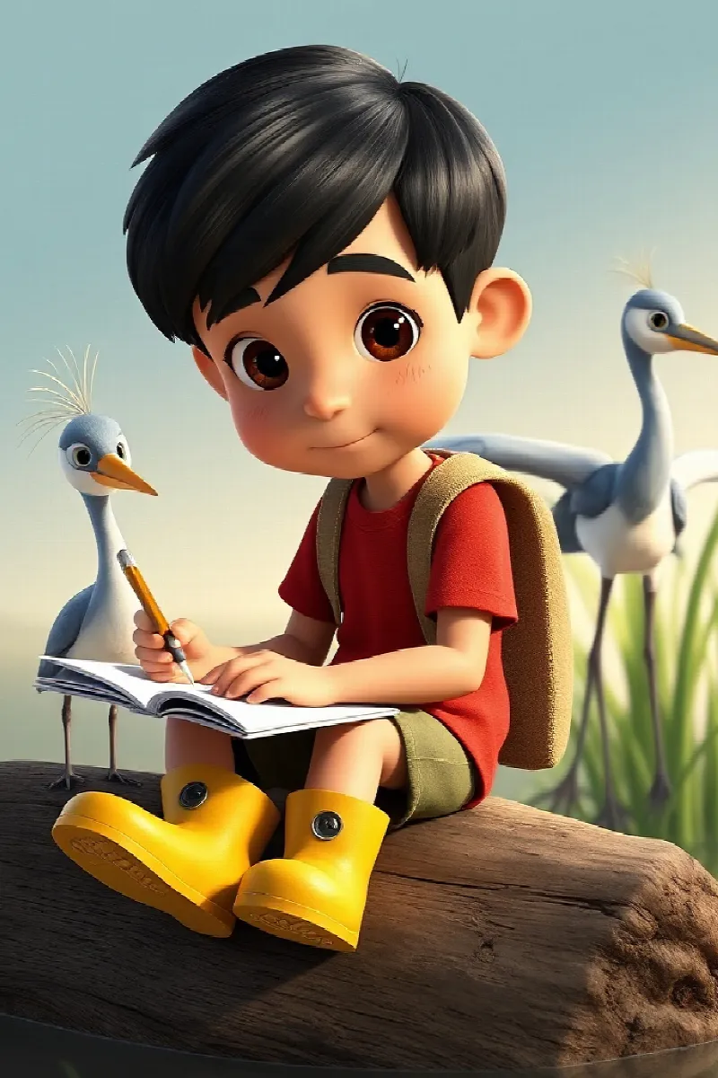 Picture 4 from the tale The Boy and the Little Heron